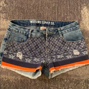 Denim shorts with tribal pattern